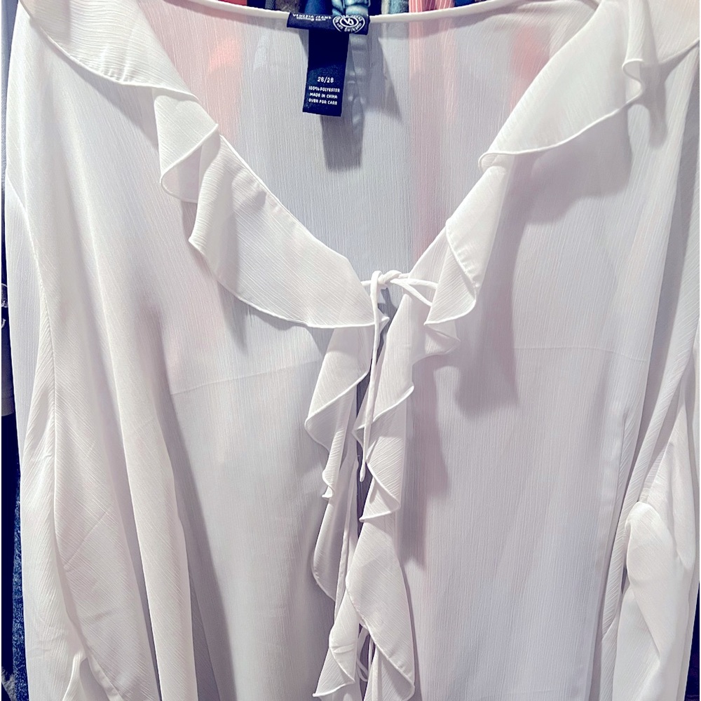 Blouse - Lane Bryant Venezia 28W white poet blouse -rufflely
